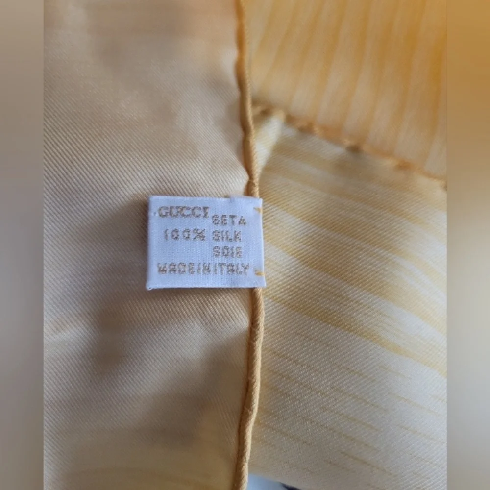 Gucci Yellow and Multicolor 100% Silk Scarf NWT - Picture 5 of 5